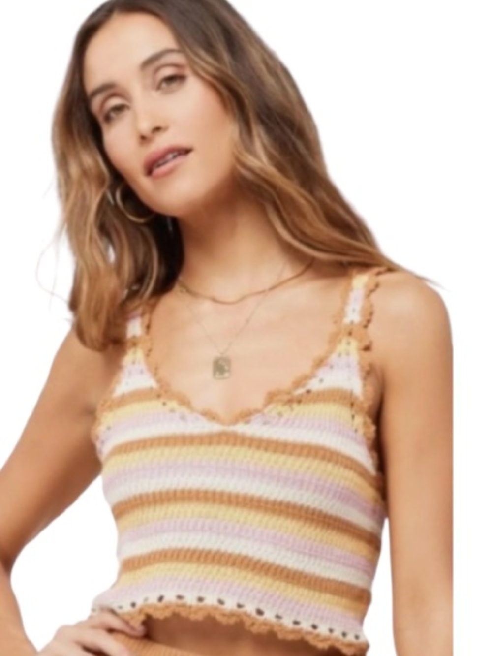 L*Space Turn The Tide Crochet Crop Top in Cancun Stripe